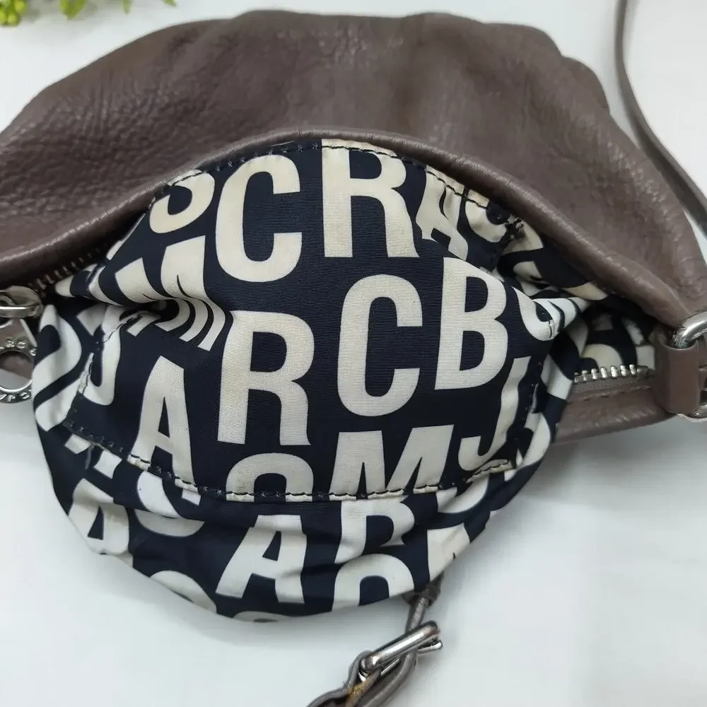 Marc by Marc Jacobs Gray Pebbled Leather Zipper Closure Crossbody Bag